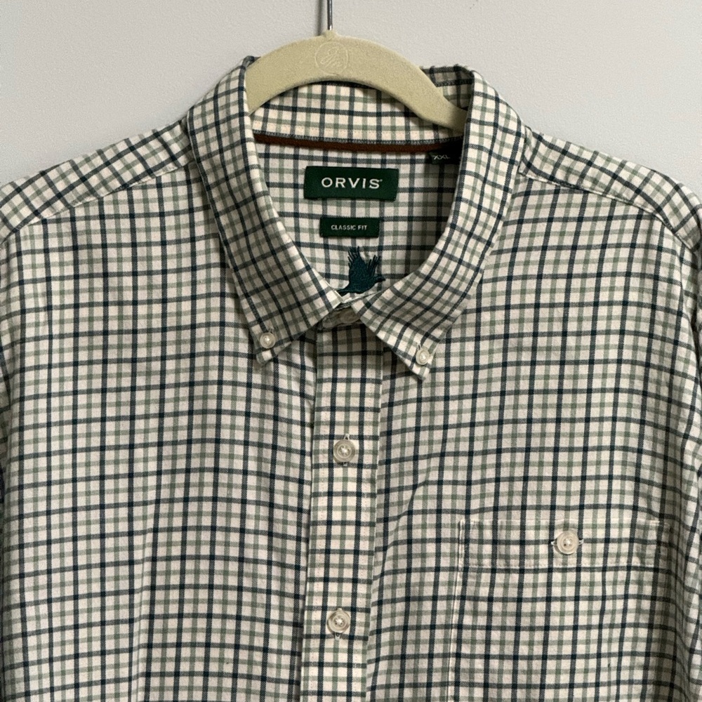 Orvis XXL Classic Fit Green Check Button Down Shirt Men’s 2XL